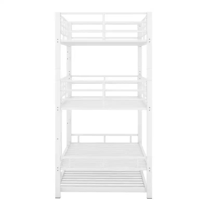 Lit superposé triple robuste pour 3 enfants, lits superposés triples jumeaux sur jumeaux sur jumeaux avec lit gigogne