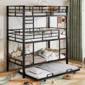 Heavy Duty Triple Bunk Bed for 3 Kids, Twin over Twin over Twin Triple Bunk Beds with Trundle