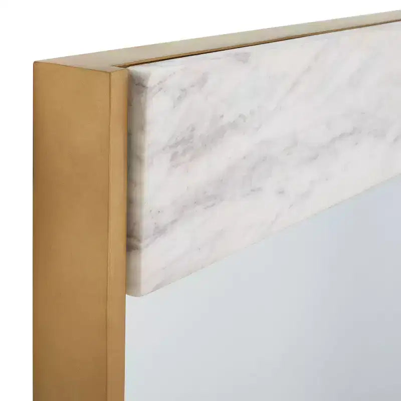 Miroir Kandi Faux Marbre - 24 x 36 - CMI1006 - Blanc/Laiton - Safavieh