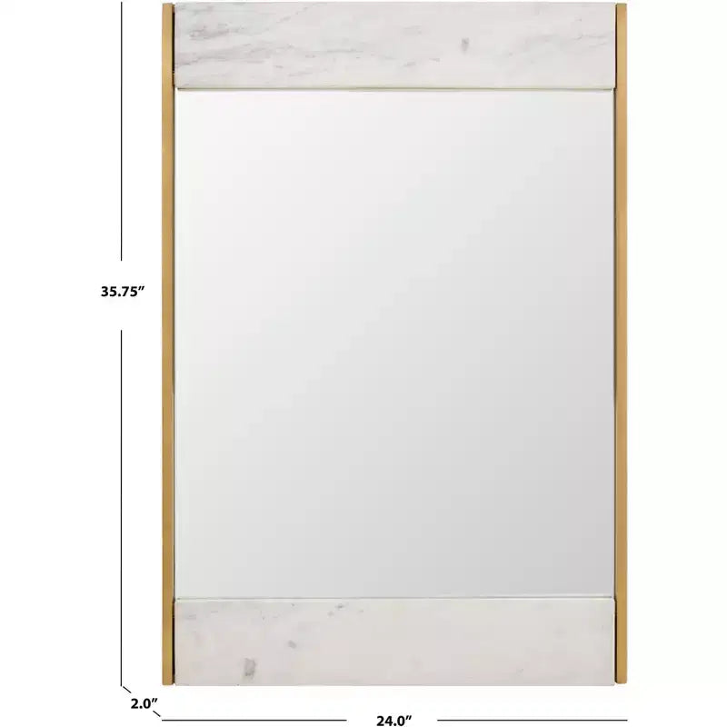 Miroir Kandi Faux Marbre - 24 x 36 - CMI1006 - Blanc/Laiton - Safavieh