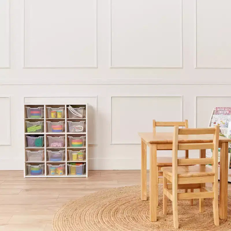 Meuble de rangement ECR4Kids Streamline à 15 casiers avec 15 bacs à façade incurvée, 5x3, mobilier pour enfants