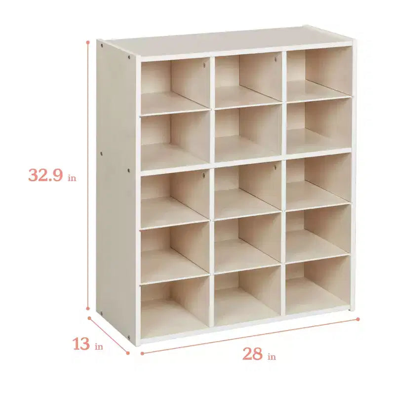 Meuble de rangement ECR4Kids Streamline à 15 casiers avec 15 bacs à façade incurvée, 5x3, mobilier pour enfants
