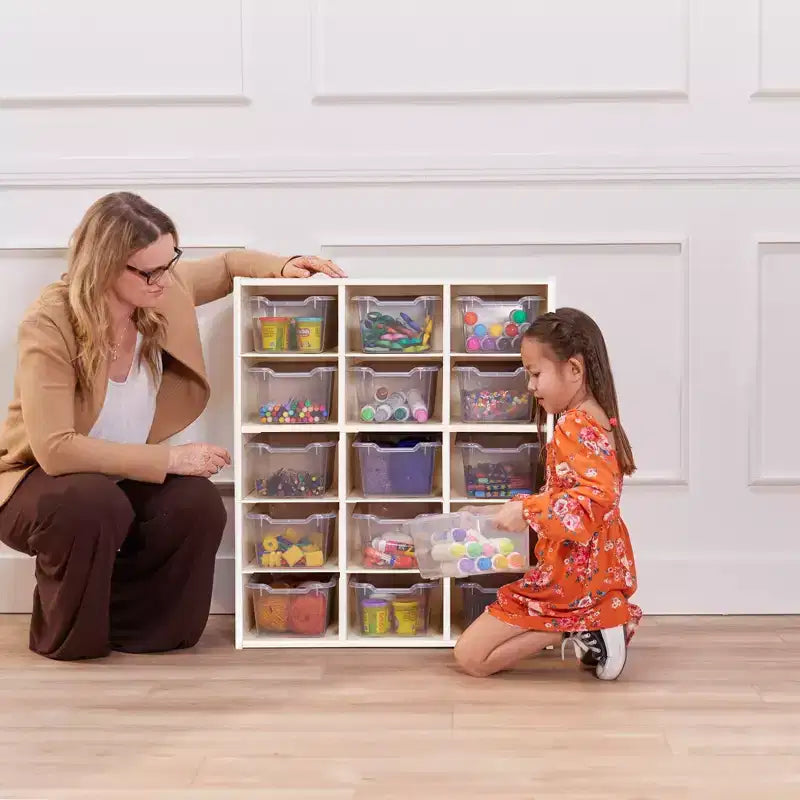 Meuble de rangement ECR4Kids Streamline à 15 casiers avec 15 bacs à façade incurvée, 5x3, mobilier pour enfants