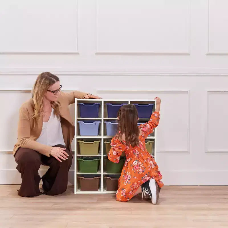 Meuble de rangement ECR4Kids Streamline à 15 casiers avec 15 bacs à façade incurvée, 5x3, mobilier pour enfants