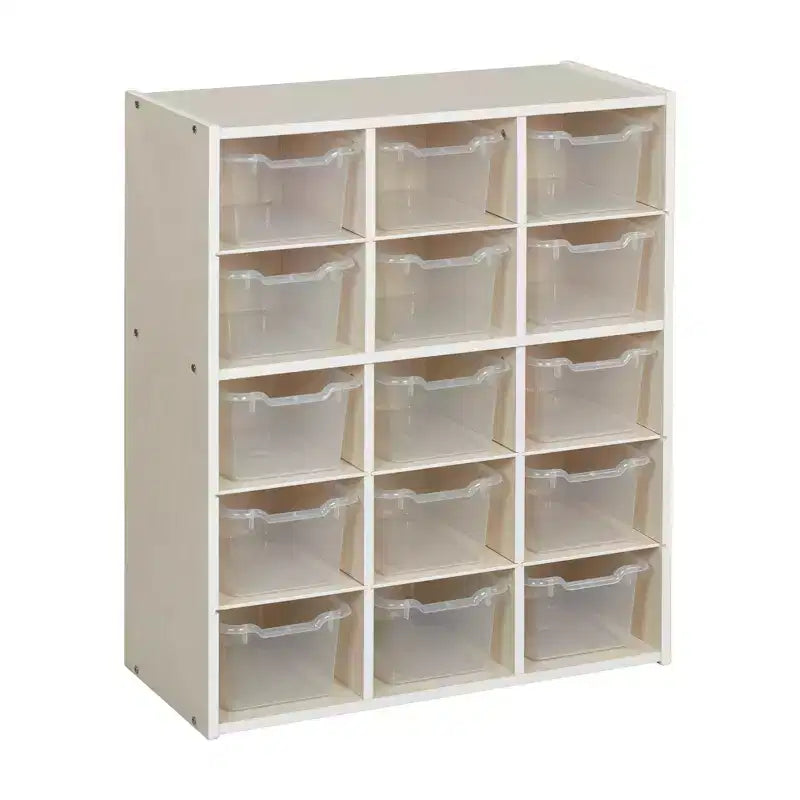 Meuble de rangement ECR4Kids Streamline à 15 casiers avec 15 bacs à façade incurvée, 5x3, mobilier pour enfants