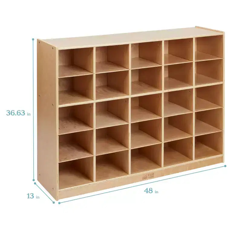 Meuble de rangement mobile à 25 casiers ECR4Kids et 25 bacs de rangement à façade ouverte, 5x5, Meuble pour enfants