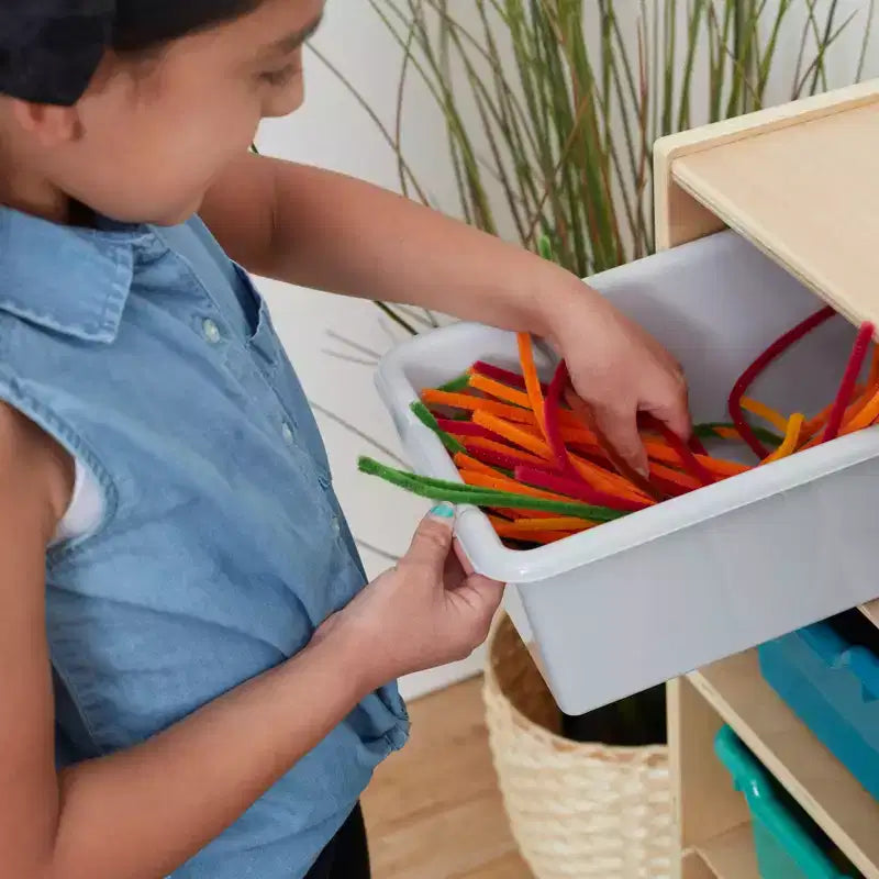 Meuble de rangement mobile à 25 casiers ECR4Kids et 25 bacs de rangement à façade ouverte, 5x5, Meuble pour enfants