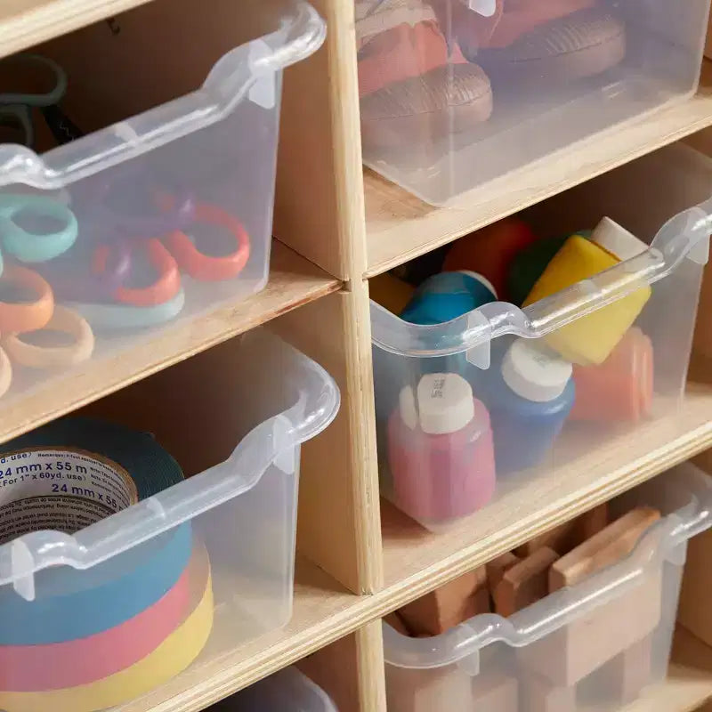 Meuble de rangement mobile à 25 casiers ECR4Kids et 25 bacs de rangement à façade ouverte, 5x5, Meuble pour enfants
