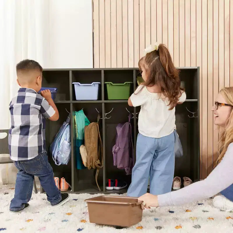 Vestiaire à 5 compartiments pour tout-petits et 5 bacs de rangement avant à écope ECR4Kids Streamline, Rangement à casiers