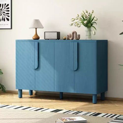 4-Door Wood Sideboard Buffet Cabinet with Adjustable Shelves and Unique Arc Handles for Dining Room, Kitchen, or Living Room