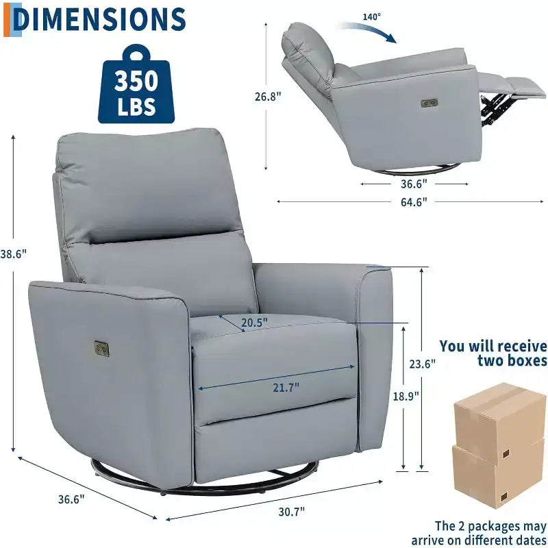 Fauteuil inclinable électrique Acekool pivotant et coulissant, fauteuil à bascule rembourré pour salon, fauteuil inclinable avec accoudoirs incurvés et dossier rembourré pour chambre à coucher
