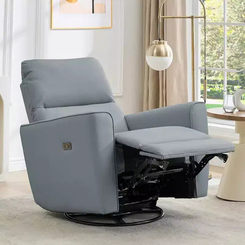 Fauteuil inclinable électrique Acekool pivotant et coulissant, fauteuil à bascule rembourré pour salon, fauteuil inclinable avec accoudoirs incurvés et dossier rembourré pour chambre à coucher