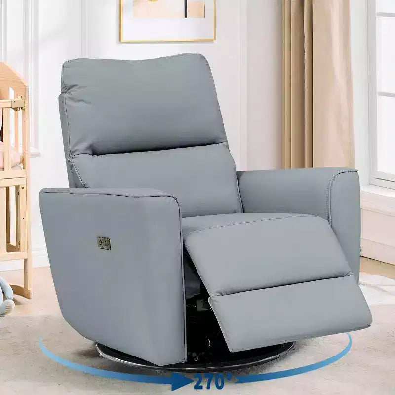Fauteuil inclinable électrique Acekool pivotant et coulissant, fauteuil à bascule rembourré pour salon, fauteuil inclinable avec accoudoirs incurvés et dossier rembourré pour chambre à coucher