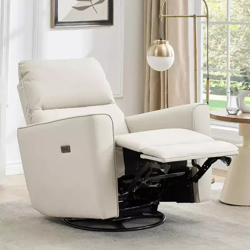 Fauteuil inclinable électrique Acekool pivotant et coulissant, fauteuil à bascule rembourré pour salon, fauteuil inclinable avec accoudoirs incurvés et dossier rembourré pour chambre à coucher