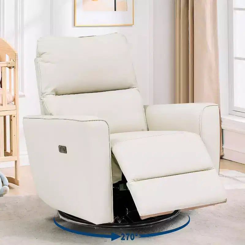 Fauteuil inclinable électrique Acekool pivotant et coulissant, fauteuil à bascule rembourré pour salon, fauteuil inclinable avec accoudoirs incurvés et dossier rembourré pour chambre à coucher