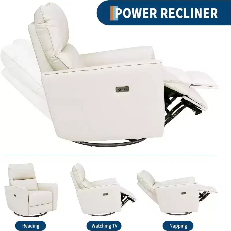 Fauteuil inclinable électrique Acekool pivotant et coulissant, fauteuil à bascule rembourré pour salon, fauteuil inclinable avec accoudoirs incurvés et dossier rembourré pour chambre à coucher