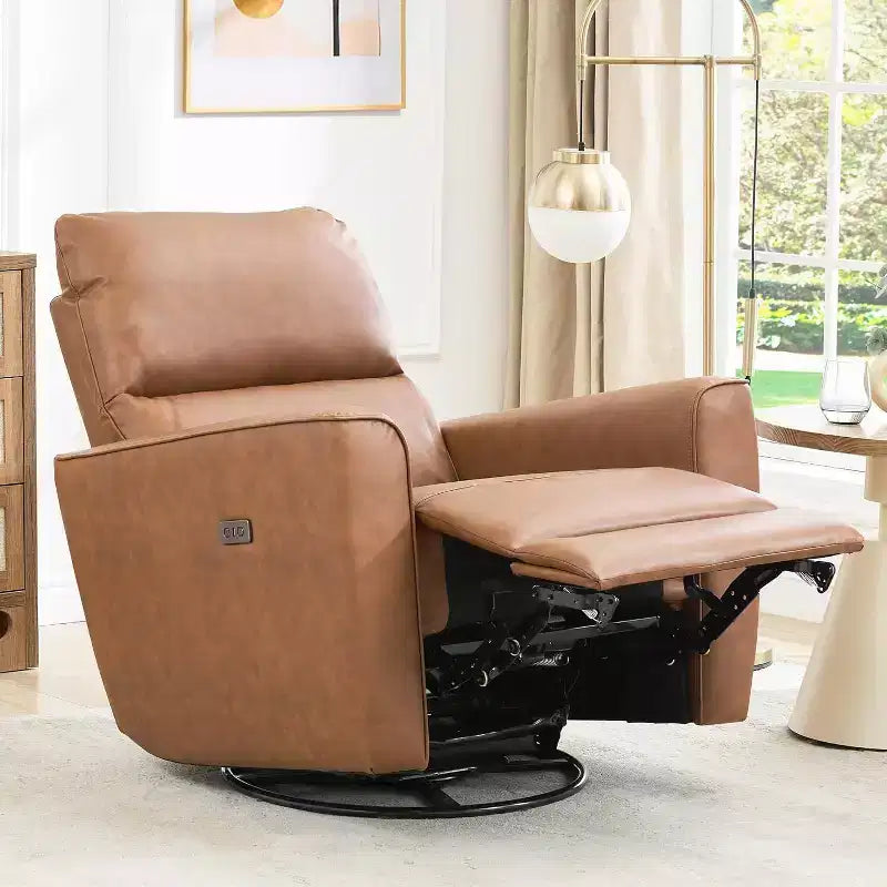 Fauteuil inclinable électrique Acekool pivotant et coulissant, fauteuil à bascule rembourré pour salon, fauteuil inclinable avec accoudoirs incurvés et dossier rembourré pour chambre à coucher