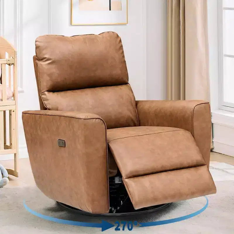 Fauteuil inclinable électrique Acekool pivotant et coulissant, fauteuil à bascule rembourré pour salon, fauteuil inclinable avec accoudoirs incurvés et dossier rembourré pour chambre à coucher