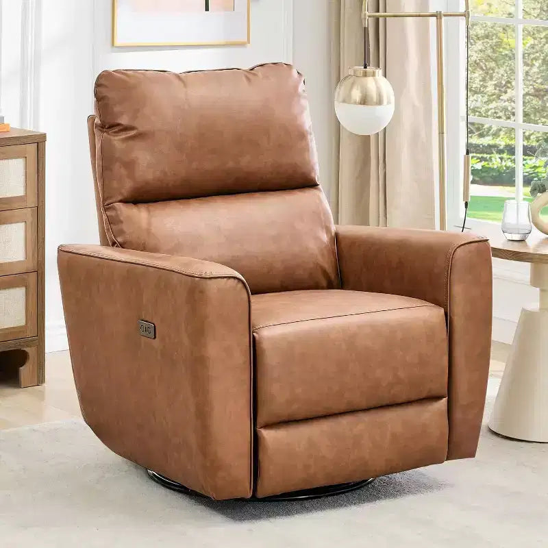 Fauteuil inclinable électrique Acekool pivotant et coulissant, fauteuil à bascule rembourré pour salon, fauteuil inclinable avec accoudoirs incurvés et dossier rembourré pour chambre à coucher