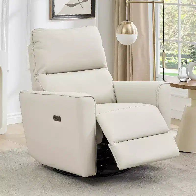 Fauteuil inclinable électrique Acekool pivotant et coulissant, fauteuil à bascule rembourré pour salon, fauteuil inclinable avec accoudoirs incurvés et dossier rembourré pour chambre à coucher