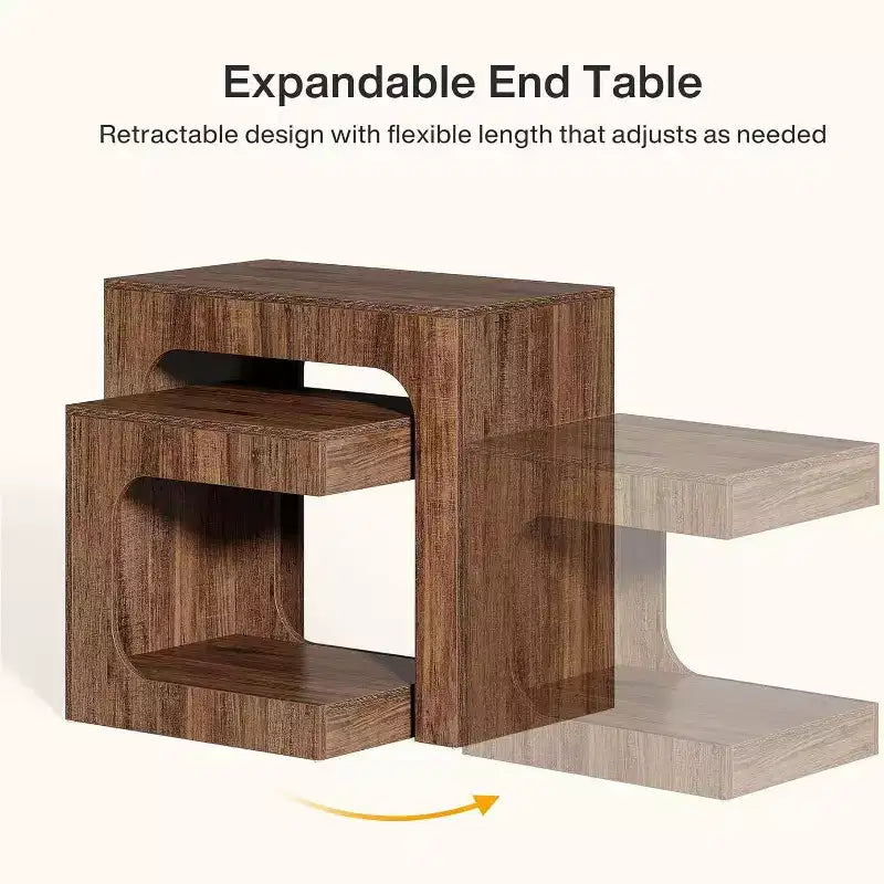 Tables d'appoint gigognes Lantine, tables d'appoint en noyer pour salon, tables de chevet pour chambre à coucher, petits espaces, marron
