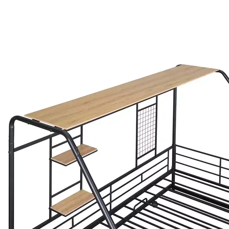 Lit de repos cabane avec lit gigogne et étagère de rangement, cadre de lit robuste pour enfants, adolescents et adultes