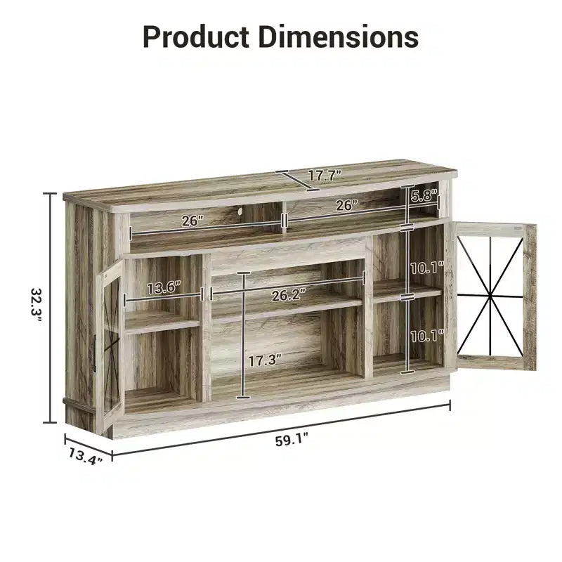 Meuble TV Rustique pour Téléviseurs Jusqu'à 70 Pouces, Meuble Console Média de 81 cm de Haut, Meuble TV avec Étagères Réglables, Meuble TV de Ferme pour Salon