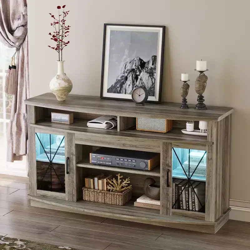 Meuble TV Rustique pour Téléviseurs Jusqu'à 70 Pouces, Meuble Console Média de 81 cm de Haut, Meuble TV avec Étagères Réglables, Meuble TV de Ferme pour Salon