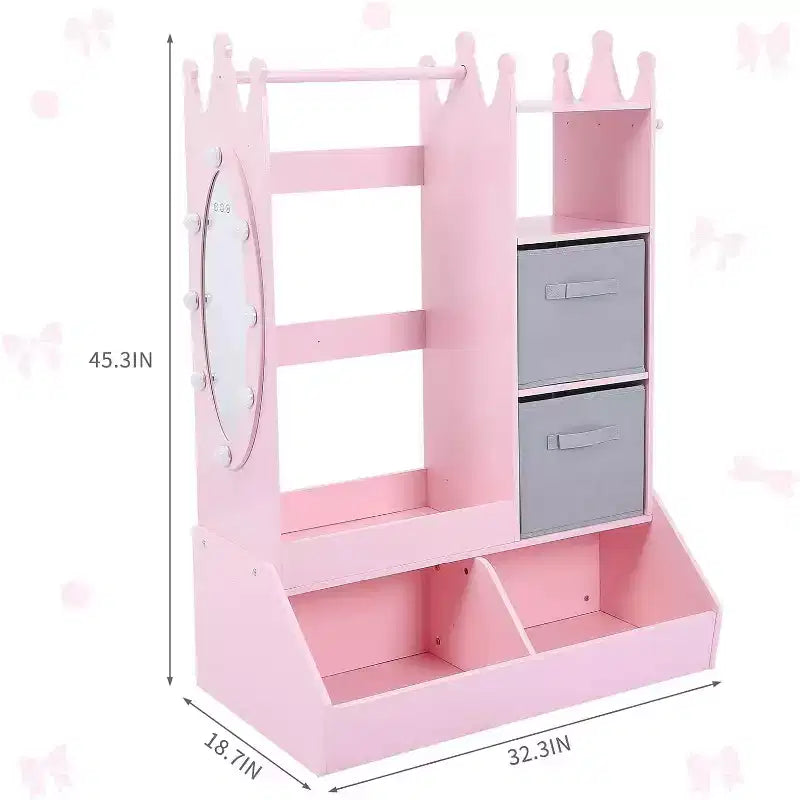 Armoire de rangement déguisements pour filles COZONY avec miroir éclairé, organisateur de jouets