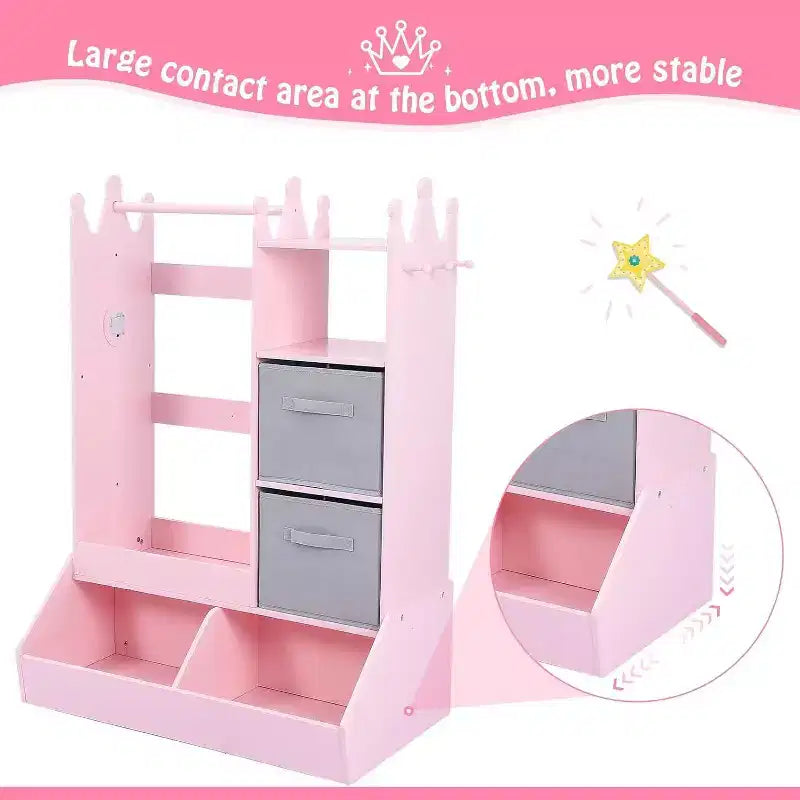 Armoire de rangement déguisements pour filles COZONY avec miroir éclairé, organisateur de jouets