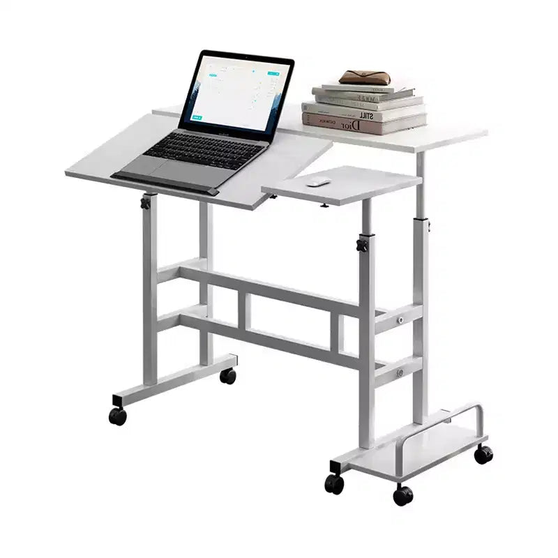 Bureau mobile compact de 31,50 pouces avec roulettes - Poste de travail informatique assis-debout réglable en hauteur, bureau ergonomique roulant pour le bureau à domicile