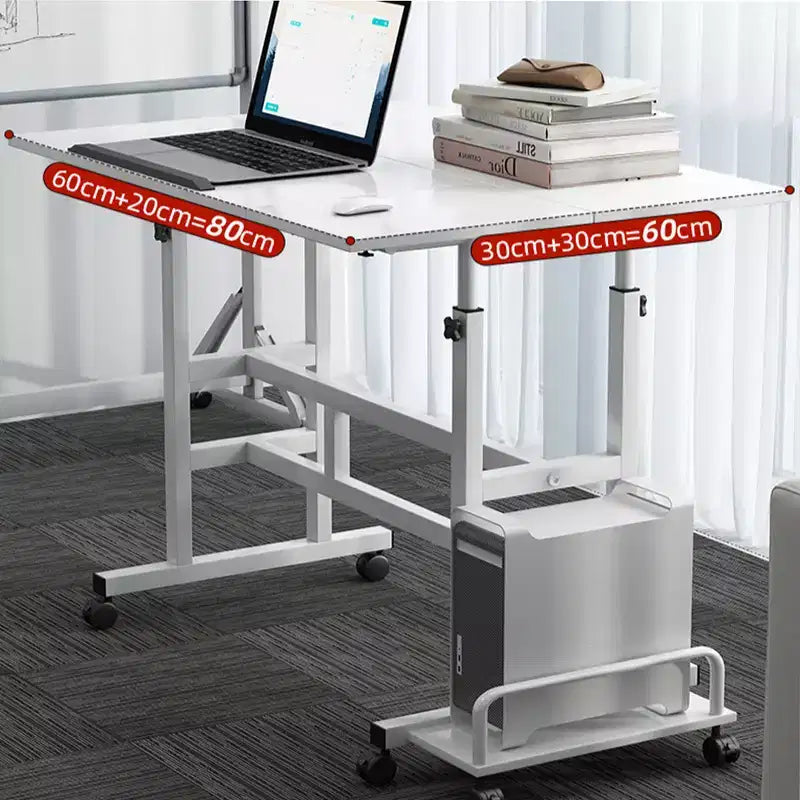 Bureau mobile compact de 31,50 pouces avec roulettes - Poste de travail informatique assis-debout réglable en hauteur, bureau ergonomique roulant pour le bureau à domicile