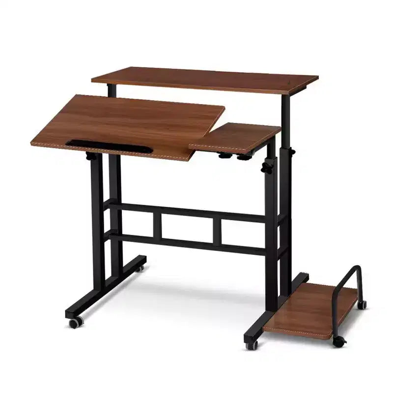 Bureau mobile compact de 31,50 pouces avec roulettes - Poste de travail informatique assis-debout réglable en hauteur, bureau ergonomique roulant pour le bureau à domicile