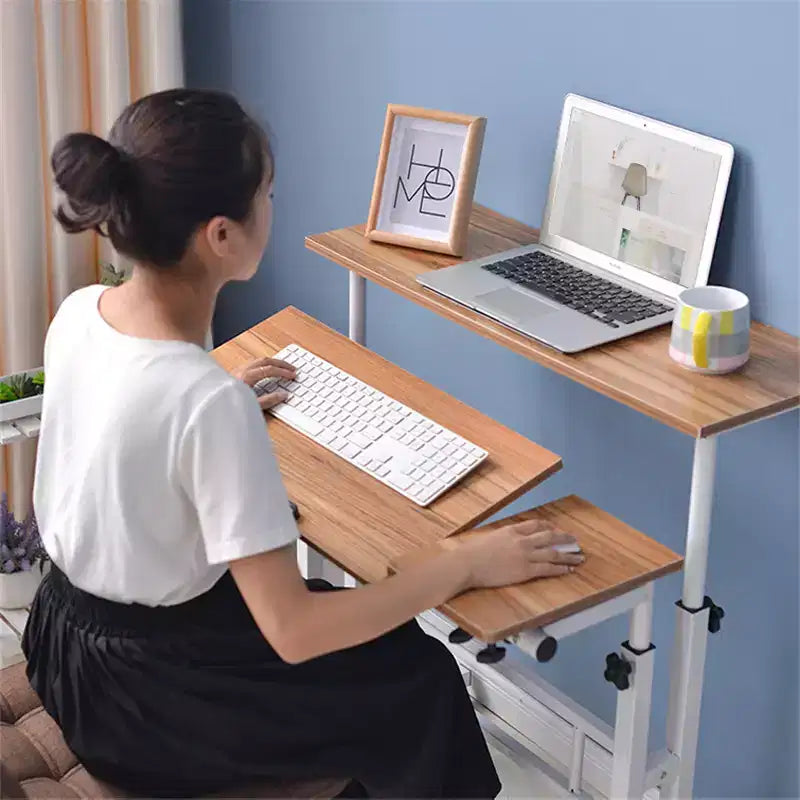 Bureau mobile compact de 31,50 pouces avec roulettes - Poste de travail informatique assis-debout réglable en hauteur, bureau ergonomique roulant pour le bureau à domicile