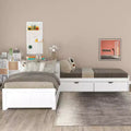 Bellemave L-shaped Platform Bed with Trundle and Drawers Linked with built-in Desk,Twin,White