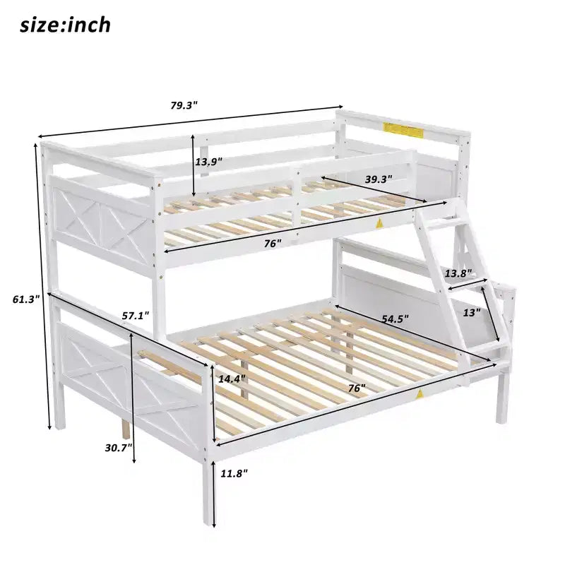 Bellemave Lits Superposés Jumeaux sur Entiers avec Rampe de Sécurité Haute, Tête de Lit et Grande Échelle, Convertibles en 2 Lits Plateformes Simples, Blanc