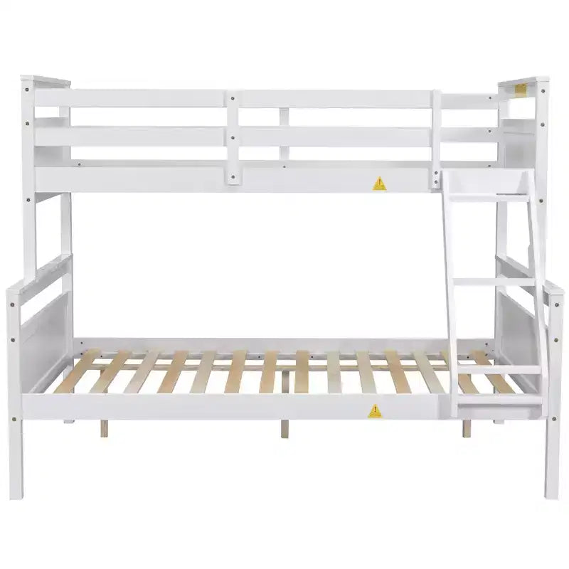 Bellemave Lits Superposés Jumeaux sur Entiers avec Rampe de Sécurité Haute, Tête de Lit et Grande Échelle, Convertibles en 2 Lits Plateformes Simples, Blanc