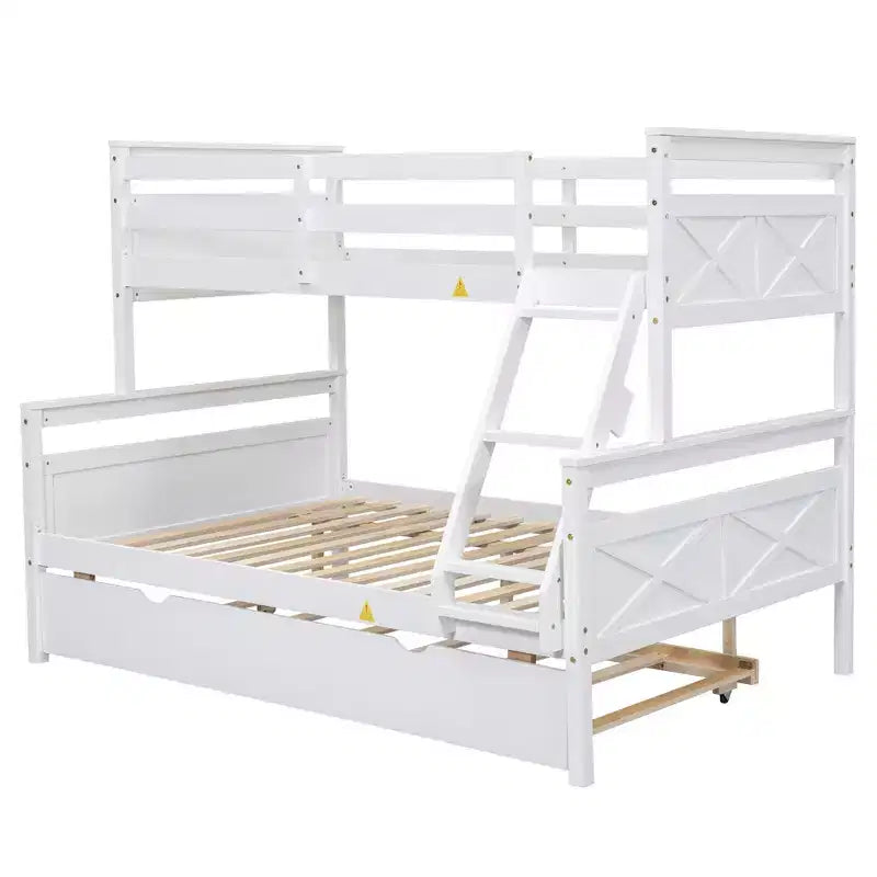 Bellemave Lits Superposés Jumeaux sur Entiers avec Rampe de Sécurité Haute, Tête de Lit et Grande Échelle, Convertibles en 2 Lits Plateformes Simples, Blanc