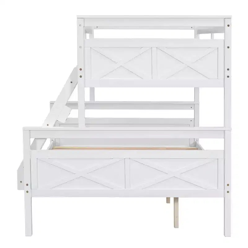 Bellemave Lits Superposés Jumeaux sur Entiers avec Rampe de Sécurité Haute, Tête de Lit et Grande Échelle, Convertibles en 2 Lits Plateformes Simples, Blanc