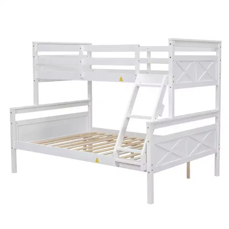 Bellemave Lits Superposés Jumeaux sur Entiers avec Rampe de Sécurité Haute, Tête de Lit et Grande Échelle, Convertibles en 2 Lits Plateformes Simples, Blanc