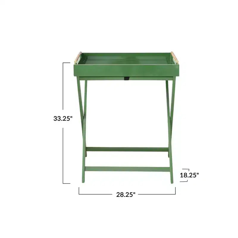 Table plateau pliante Storied Home à poignée en bambou Verdant, vert