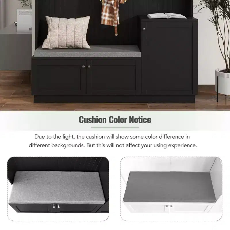 CLIHOME Portemanteau d'entrée élégant avec crochets, meuble à chaussures fonctionnel avec banc et coussin