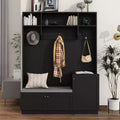 CLIHOME Portemanteau d'entrée élégant avec crochets, meuble à chaussures fonctionnel avec banc et coussin