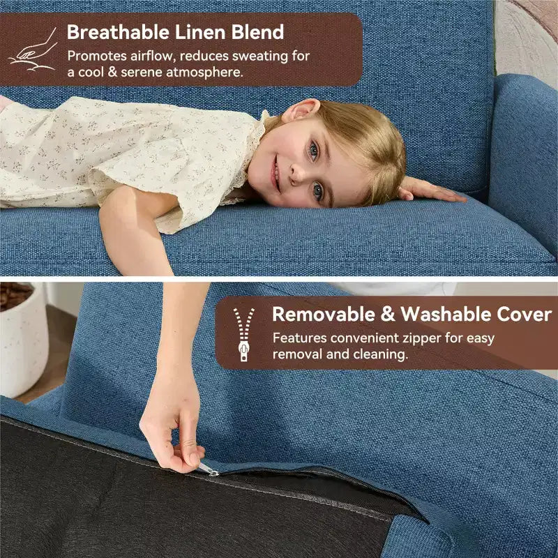 Canapé Dyonery, coussin en mousse à mémoire de forme, montage sans outils, design moderne du milieu du siècle pour petits espaces