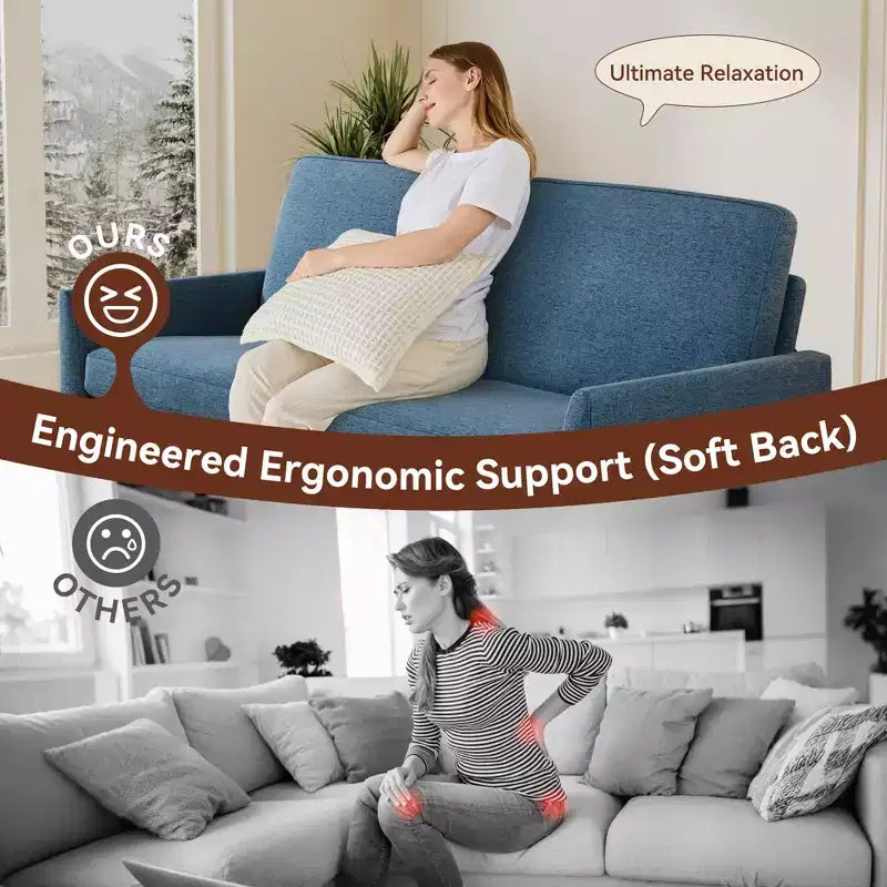 Canapé Dyonery, coussin en mousse à mémoire de forme, montage sans outils, design moderne du milieu du siècle pour petits espaces
