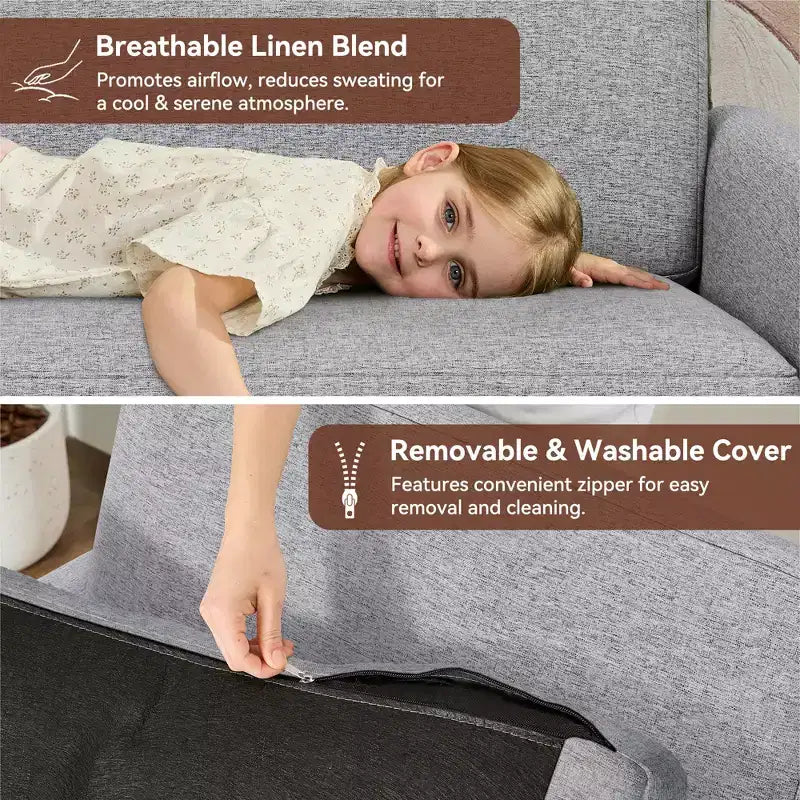 Canapé Dyonery, coussin en mousse à mémoire de forme, montage sans outils, design moderne du milieu du siècle pour petits espaces
