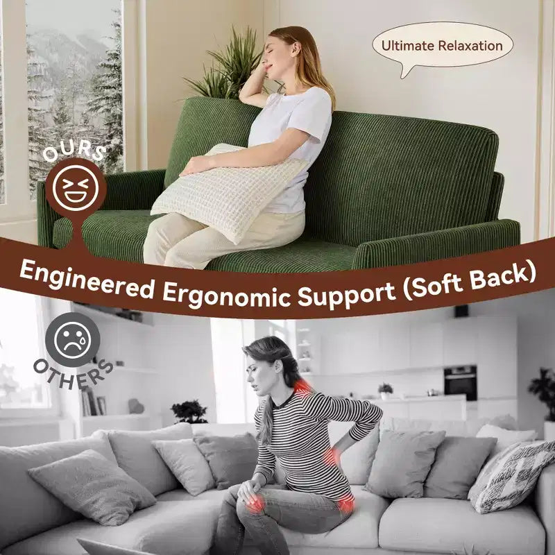 Canapé Dyonery, coussin en mousse à mémoire de forme, montage sans outils, design moderne du milieu du siècle pour petits espaces