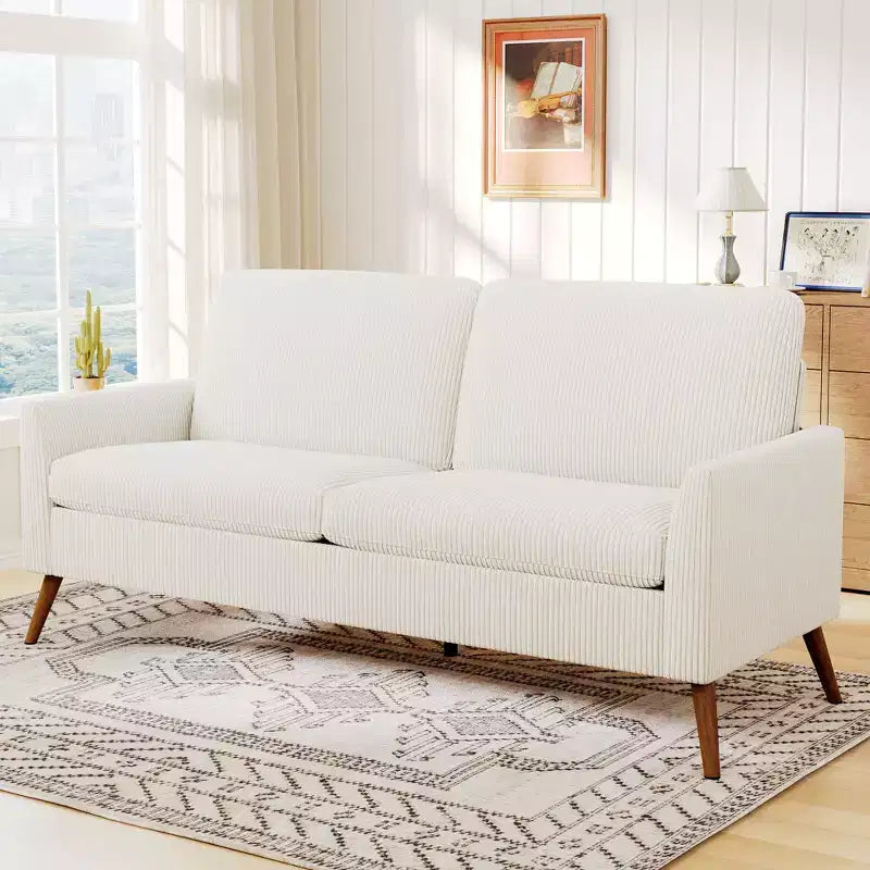 Canapé Dyonery, coussin en mousse à mémoire de forme, montage sans outils, design moderne du milieu du siècle pour petits espaces