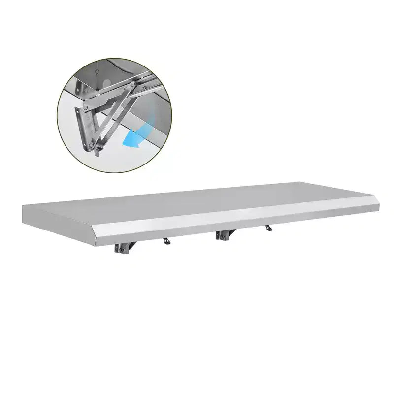 Étagère de concession pliante - Acier inoxydable 304, fixation murale, rabattable, pour food truck, barbecue, restaurant