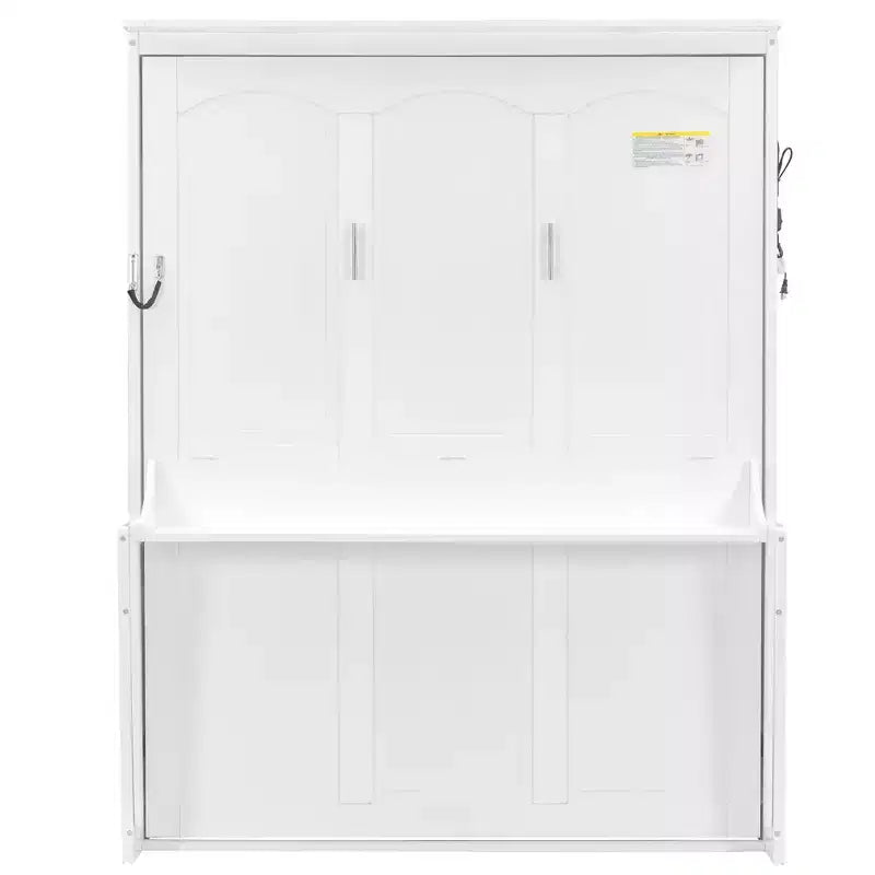 Lit escamotable Whisen Queen Murphy avec bureau, lumières LED et station de recharge USB